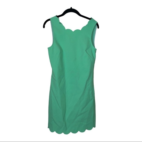 J CREW Mint Green Scalloped Hem Sleeveless Mini Sheath Dress Size 4 - Picture 2 of 6